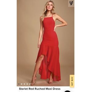 Starlet Red Ruched Maxi Dress